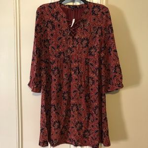 Madewell Silk Lace-Up Assam Paisley Dress, M, NWT